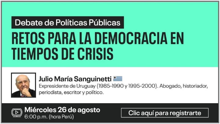 Expresidente de Uruguay, Julio María Sanguinetti, expondrá sobre la democracia en tiempos de crisis